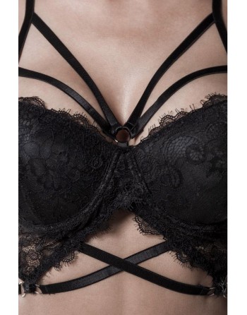 Ensemble lingerie dentelle harnais 3 pièces - Grey Velvet