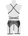 Ensemble lingerie dentelle harnais 3 pièces - Grey Velvet